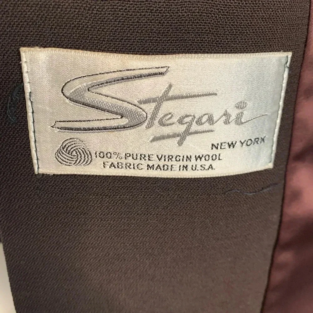 Vintage 1970s Stegari New York 100% Virgin Wool Coat Lambswool Trim Rose Small